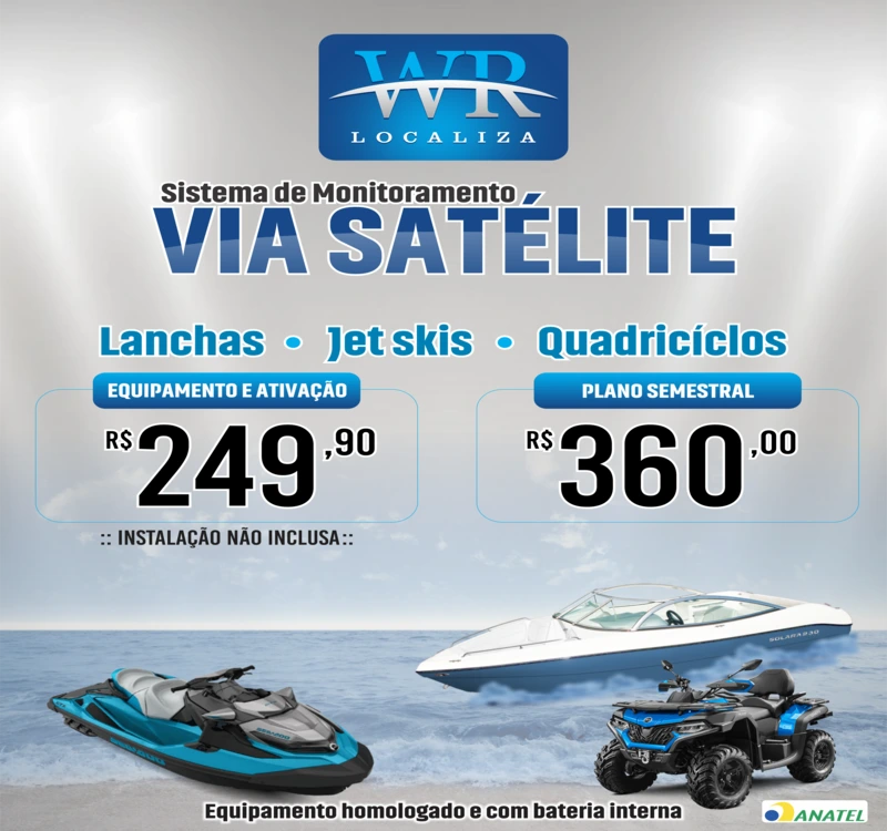 Plano via satélite para lanchas, jet skis e quadriciclos